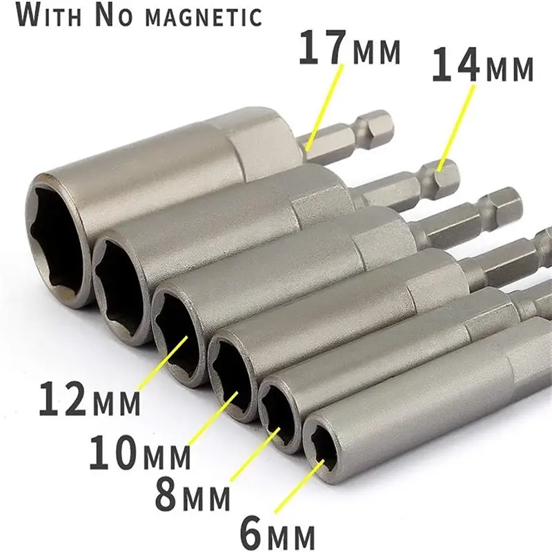 

6 шт. 6 мм-17 мм 80 мм длина Экстра глубокий Болт Набор насадок метрические 1/4 6,35 мм шестигранный хвостовик ударная розетка адаптер для электроинструментов