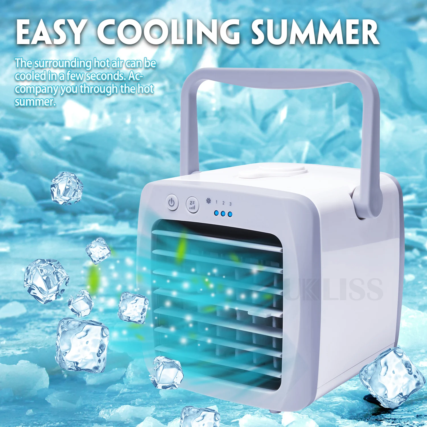 

Mini Air Conditioner Air Cooler Fan Light USB Portable Air Conditioner 3 Gear Personal Space Air Cooling Fan For Home