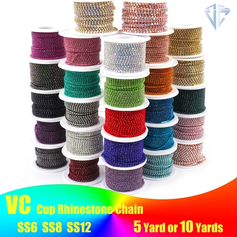 Стразовые цепочки для шитья  SS6 SS8 SS12