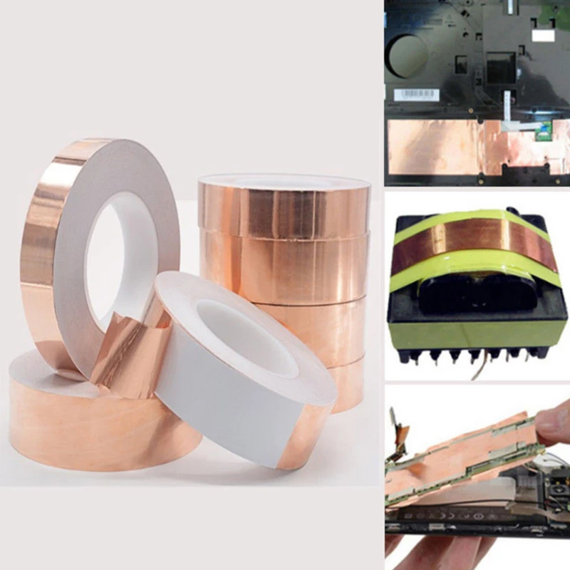 

Muliti Size Optional Single-sided Adhesive Conductive Copper Foil Tape Adhesive EMI Shielding Heat Resist Anti-static Tape