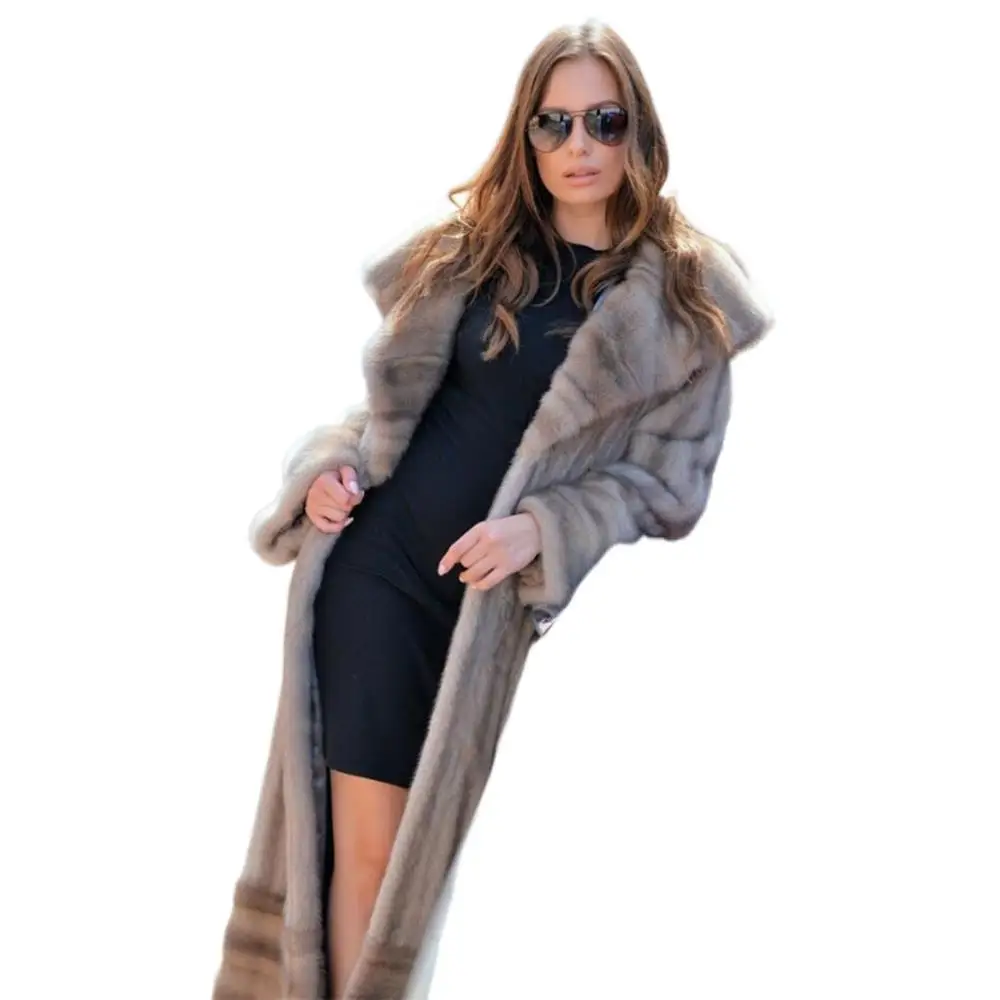 Winter Warm Genuine Real Mink Fur Large Size Female Coat Fur Luxury Natural Full Pelt Mink Fur Jacket 2022 Winter Outer Clothing enlarge