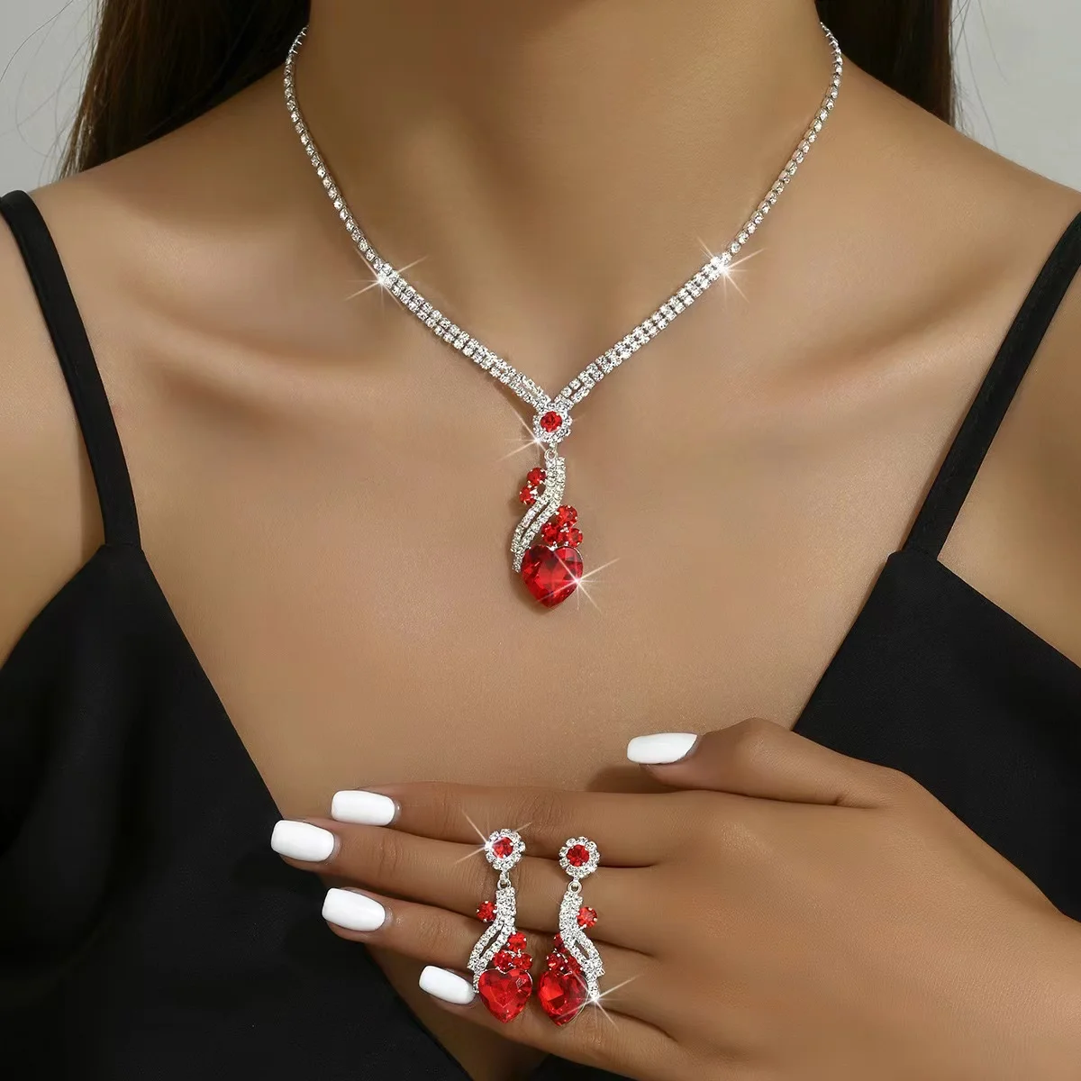 Новейший Лидер продаж комплект из 2 предметов модное ожерелье и серьги с голубым