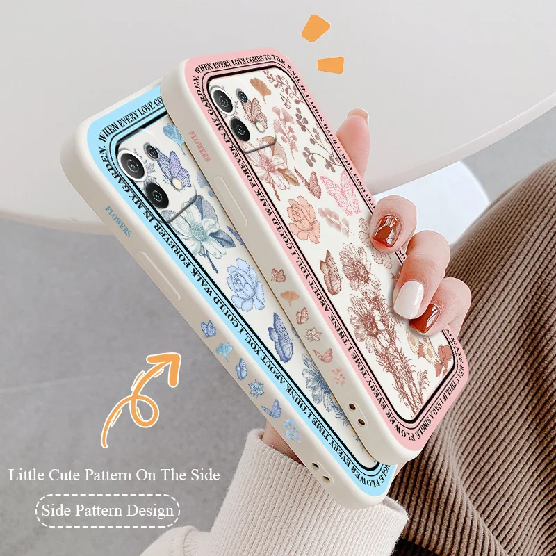 

Blue Flowers Phone Case For Xiaomi Mi 11 11T lite Ultra 11i 10T 9T Pro Lite 10 10S 9 8 lite Pro Poco F2 X2 F3 Pro Back Cover