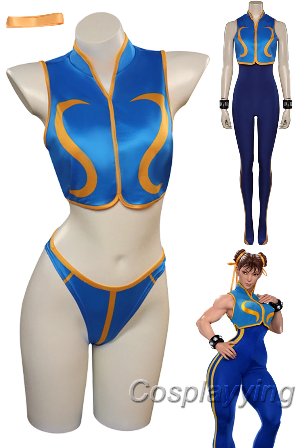 

Chun Li Cosplay Fantasia Sexy Swimsuit Anime Fighter Game SF 5 Fantasy Costume Women Summer Bikinis Beach Waves Party Outfits
