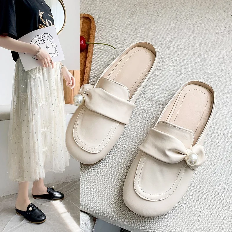 

Женские шлепанцы из ПУ кожи, на плоской подошве, с цветочным принтом