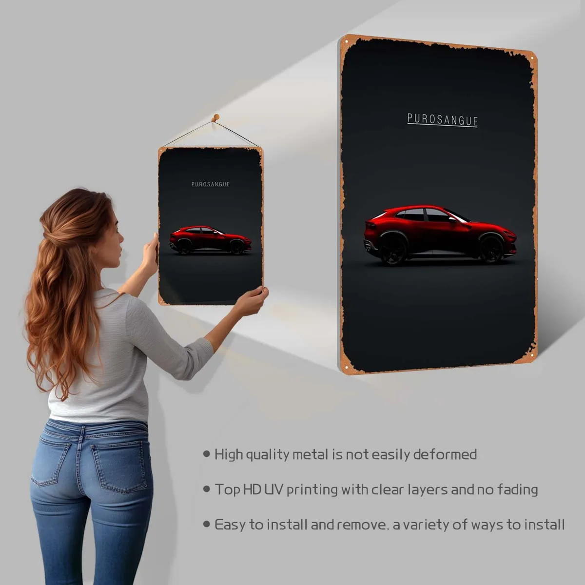 Ferrari Purosangue 2022 знак Re автомобильный металлический постер современное украшение