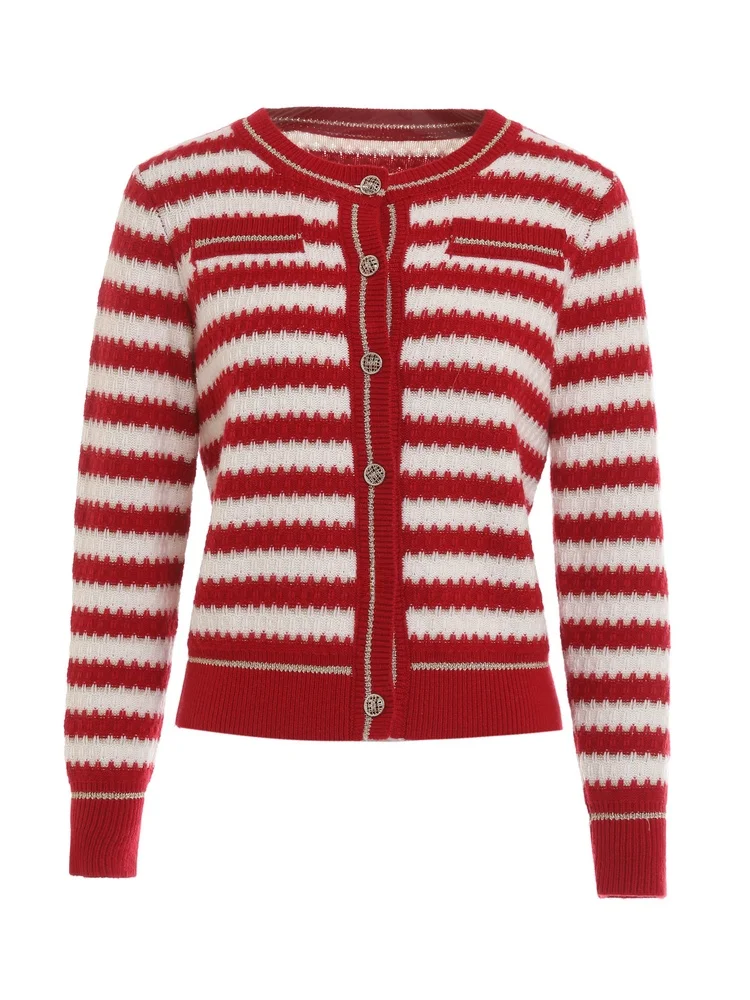 Черно-белый полосатый свитер в стиле ретро женский осенне-зимний 2024 новый Advanced