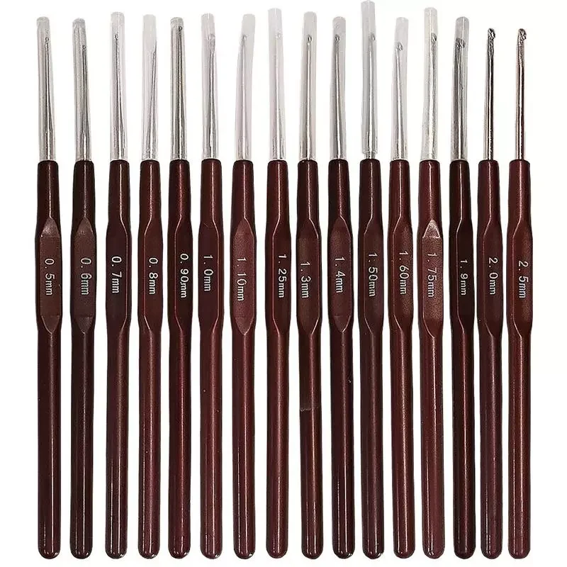

8/16Pcs/Set Knitting Needles ABS Handle Crochet Hooks Handle Knitting Needles Set 0.5mm-2.5mm Yarn Sweater Weave Craft Tools