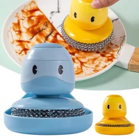 ducks handle washing brush replaceable head pp reusable auto filling pot scrubber dishwashing brush steel ball kitchen cleaning