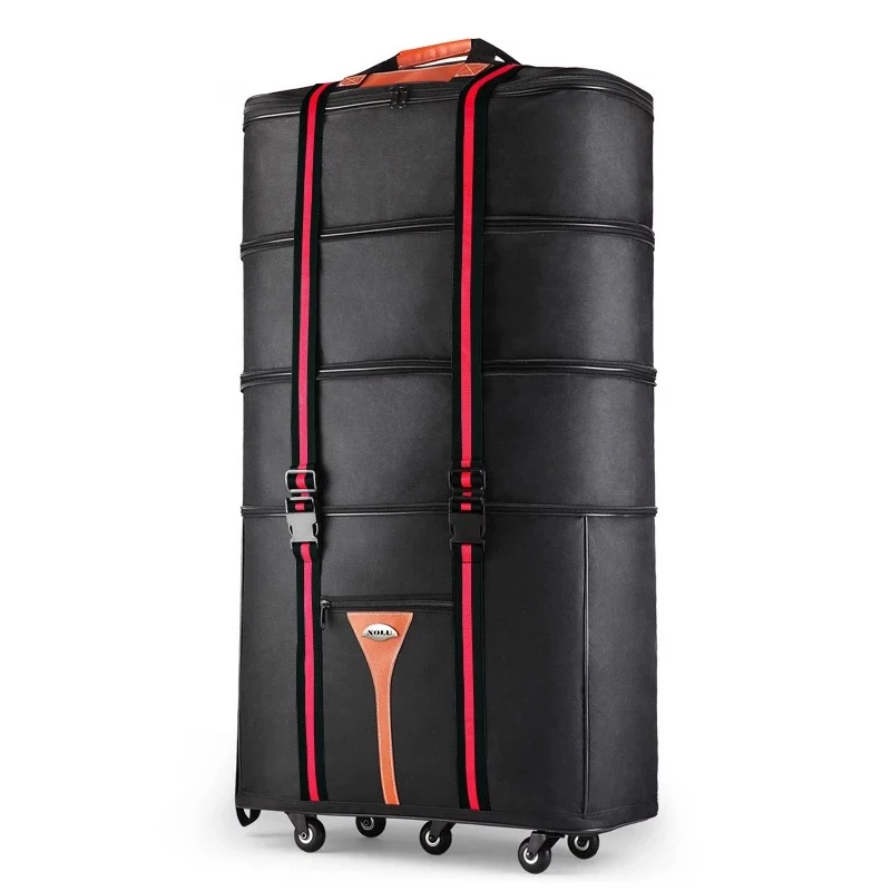 

32 36 inch Large capacity Oxford cloth rolling luggage bag abroad to study and move to move folding trolley suitcase travel bag