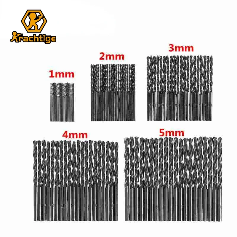 

Krachtige 100 шт. спиральное сверло HSS, сверла по металлу, сверла из высокоскоростной стали, 1 мм, 2 мм, 3 мм, 4 мм, 5 мм, набор сверл для кольцевой пилы