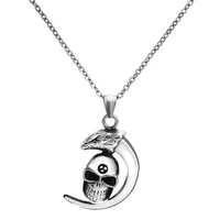 european and american retro titanium steel jewelry personality trendsetter pendant punk style skull mens necklace