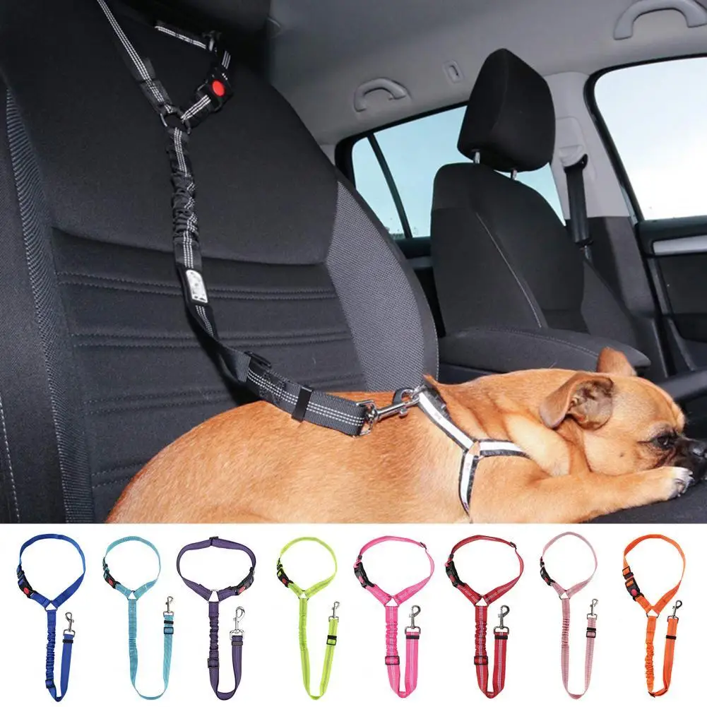 

Car Safety Harness Shock Absorbing Pet Seat Belt Reflective Pet Safety Strap