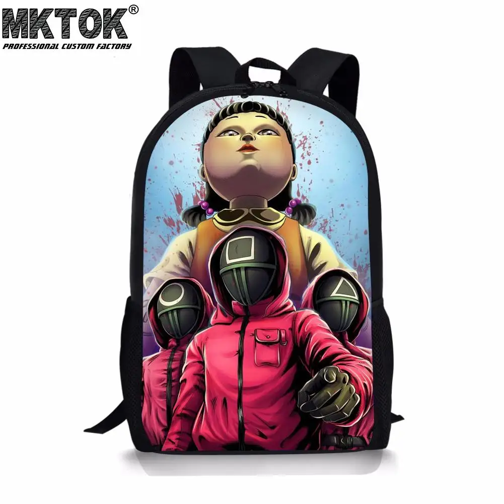 New Squid Game Print High School Bags for Teenagers Women's Backpack Customized Students Satchel Mochila Free Shipping