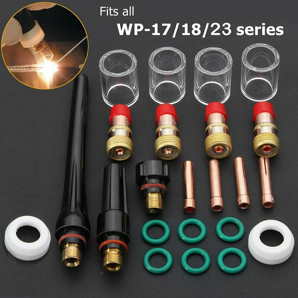

23PCS TIG Welding Torch Collet Gas Lens 10 Pyrex Glass Cup Kit TIG Torch Accessories Consumables For WP-17/18/26 TIG Torches