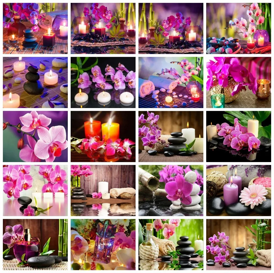 

AZQSD 5D DIY Diamond Embroidery Orchid Stones Fantasy Needlework Home Decor Painting Flower Full Square Drill Handmade Art