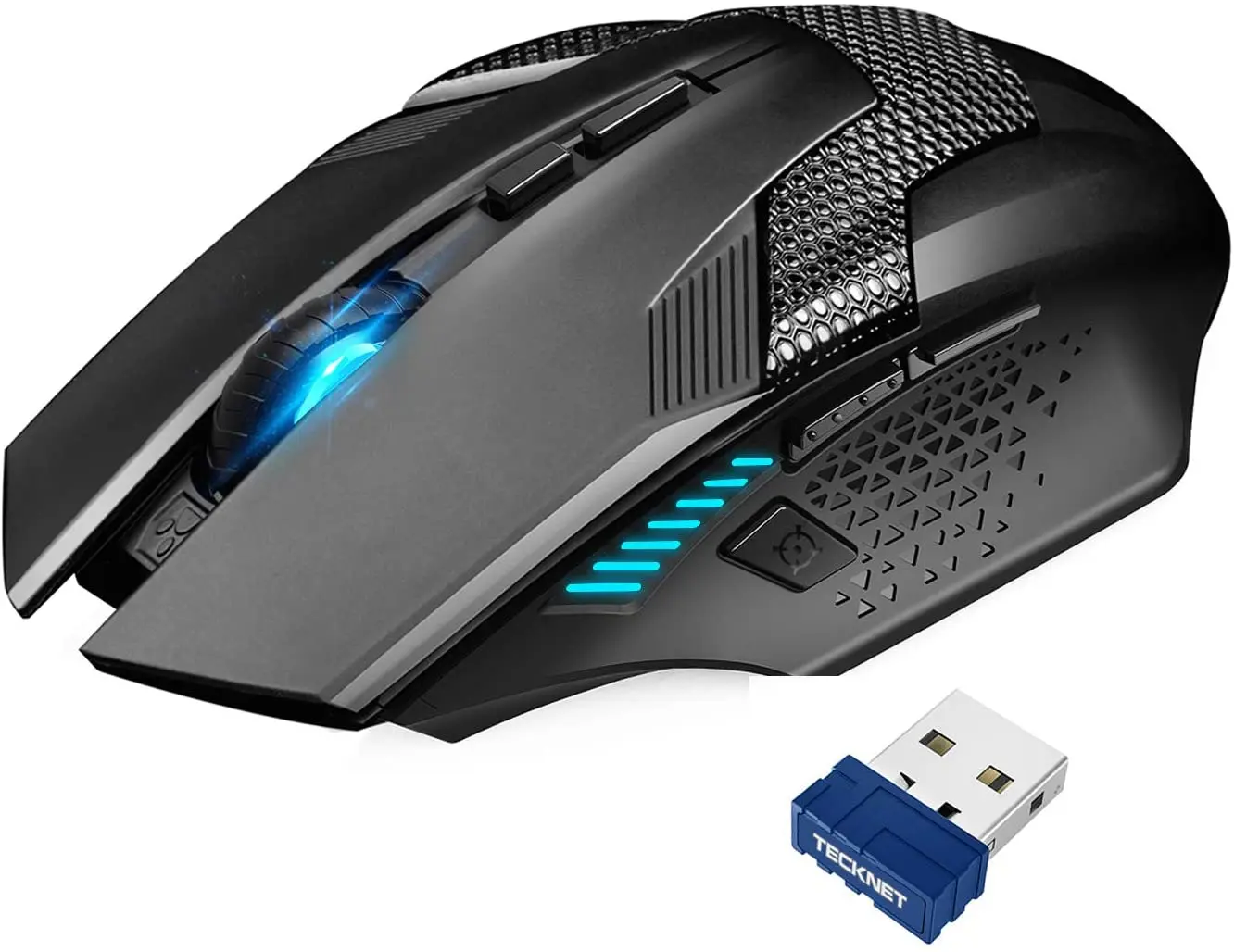 

TECKNET Wireless Gaming Mouse with USB Nano Receiver, 2.4GHZ Up to 4800DPI, Wireless Computer Mice with 8 Buttons, Ergonomic