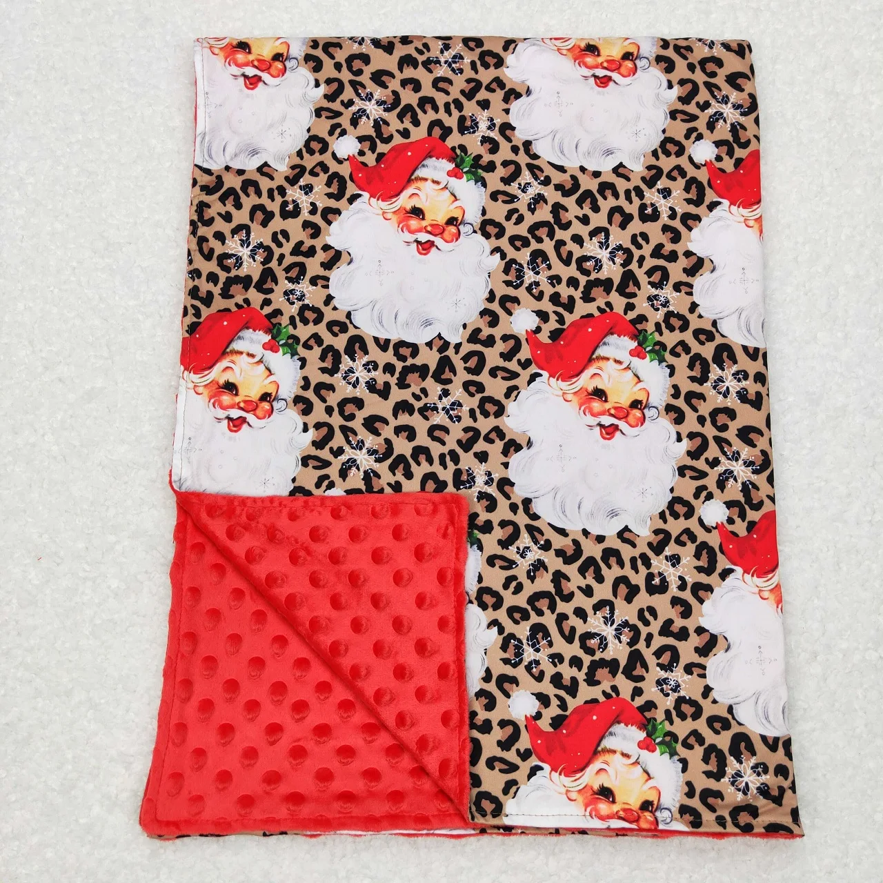 

Wholesale Boutique Christmas Kids Bedding Fleece Toddler Baby Boy Girl Santa Leopard Flannel Children Newborn Red Thin Quilt