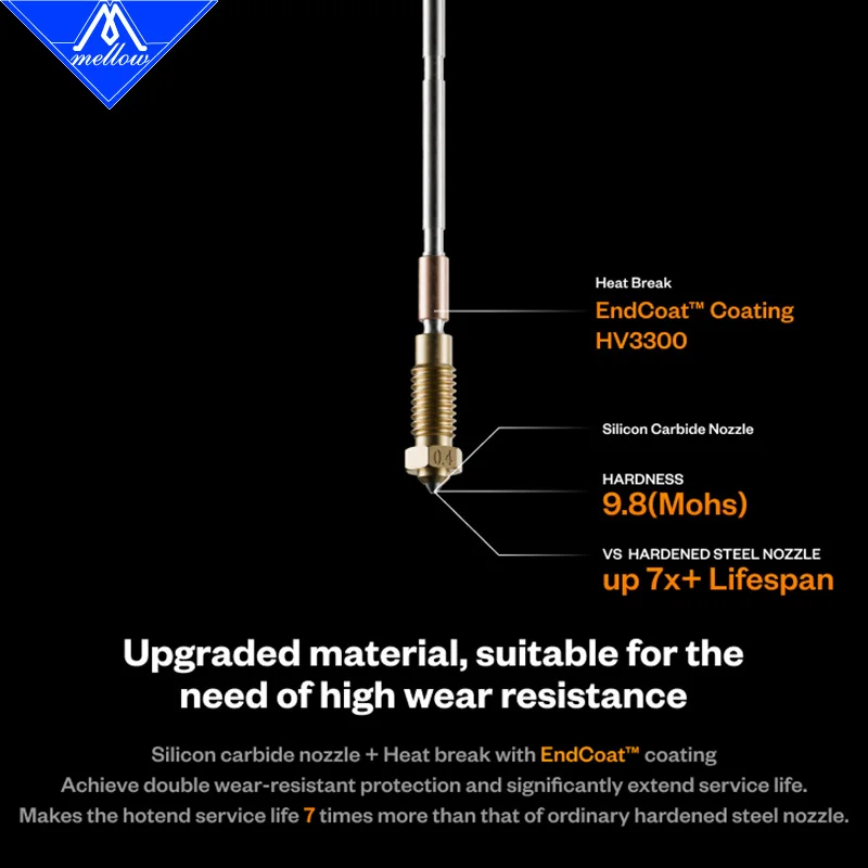 Mellow Phaetus Sic Nextruder Prusa MK4 Сопло из карбида кремния Прочное обновление для MK4/XL/MK3.9