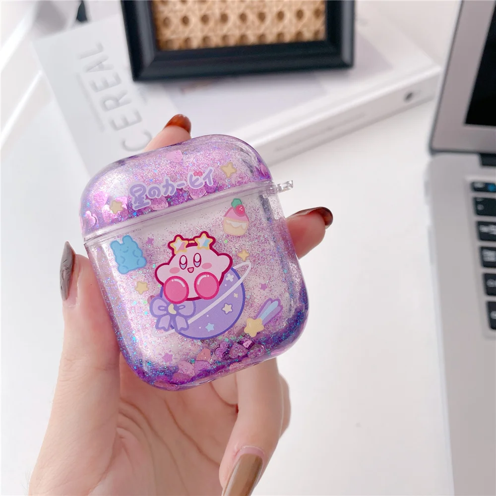 

Japan Anime cute dumpling Case for Airpods Pro Fluor Glitter Liquid Fluorescence Dynamic Quicksand Hard Cover for Air pods 2 1