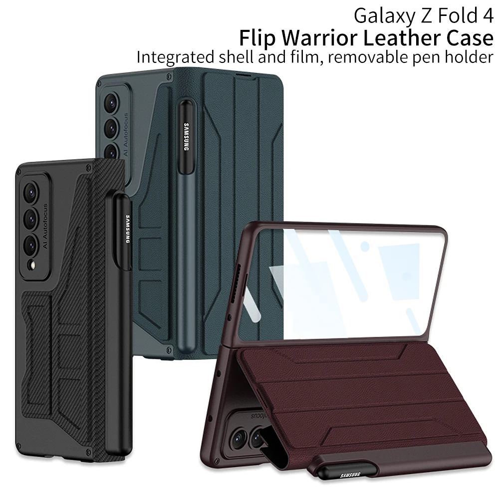 Case For Samsung Galaxy Z Fold 4 Case luxury Magnetic Flip Leather Wallet Shockproof Back Csae For Zfold4 With Pen Holder Case