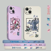 disney cute stitch lilo angel phone case for apple iphone 13 12 mini 11 pro xs max xr x 8 7 6s se plus liquid left rope fundas