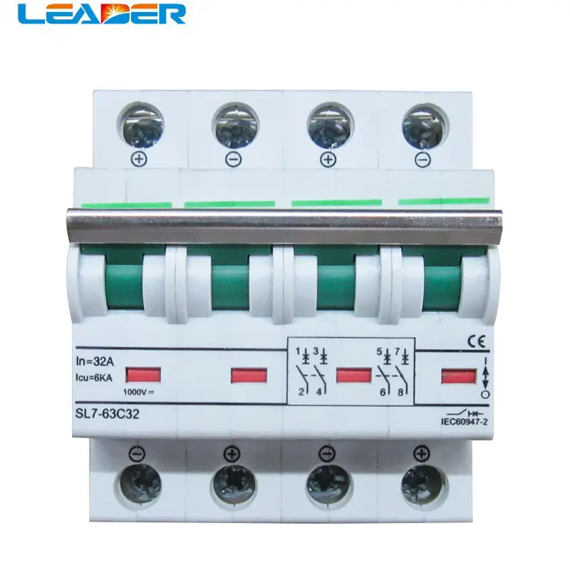 

LEADER SOLAR 20PCS/Lot High Quality 4P In 32A / Icu 6KA DC800V MCB Solar Energy Photovoltaic (pv) Solar DC Circuit Breaker Solar