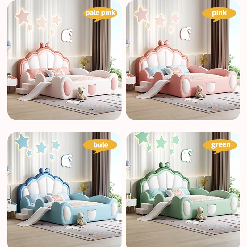 Розовая детская кровать принцессы цельная деревянная с фотостудией мебель для