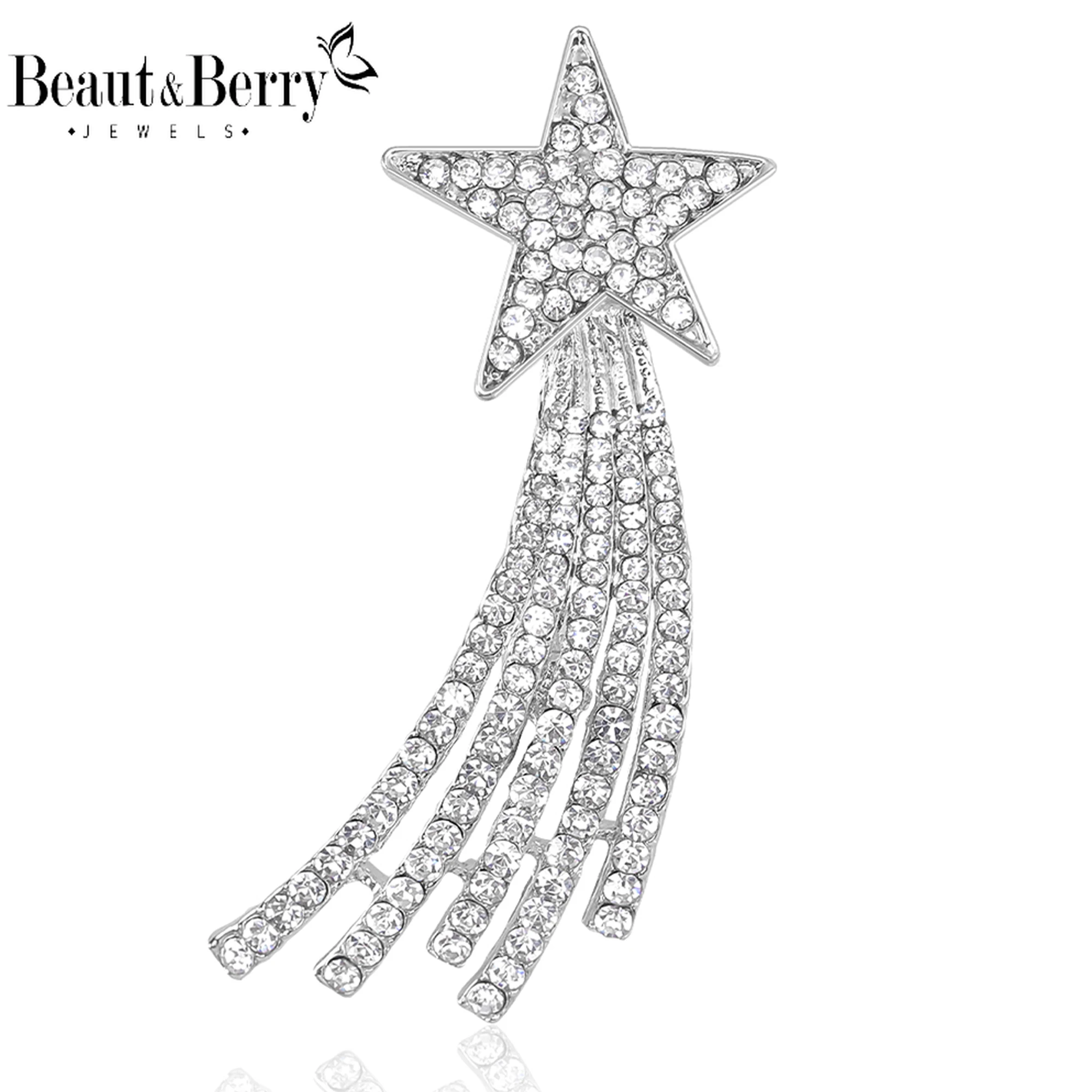 Фото Beaut & Berry блестящие стразы броши с пентаграммой для женщин унисекс булавки со звездами повседневные аксессуары для вечеринок новые подарки украшения для друзей №1