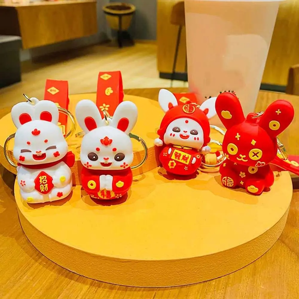 

Backpack Pendant Car Key Chain 2023 Rabbit Year Ornament Cartoon New Year Car Keyring Rabbit Keychain Key Lanyard