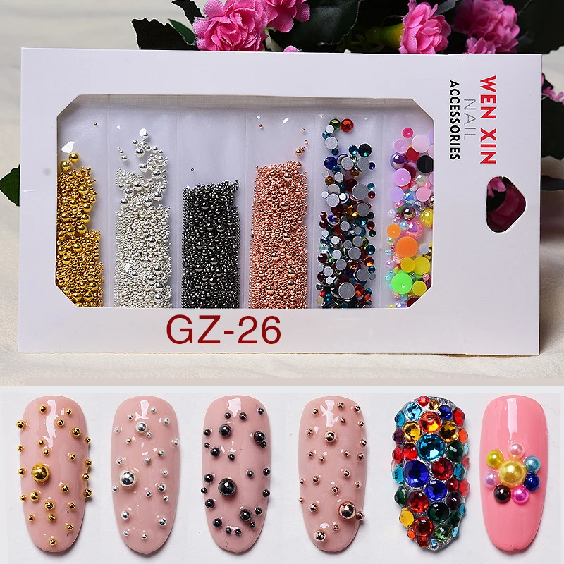 

Shiny Dressy Shell Alloy Colored Little Round Beads 3D Nail Art Decoration Delicate Rhinestone Manicure Accessorie DIY Wholesale