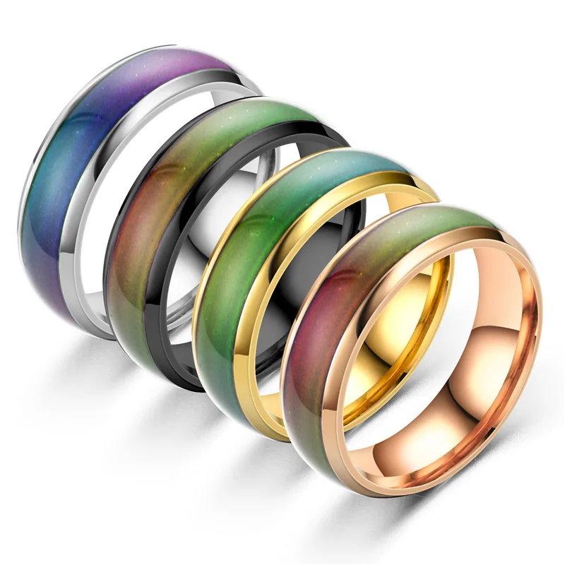 

5 Colors Stainless steel Changing Color Rings Mood Emotion Feeling Temperature Rings For Women Men Couples Rings Tone Jewelry