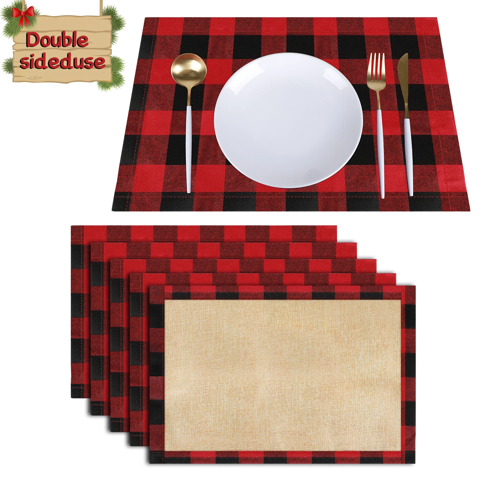 6 Упаковок Одноразовые Скатерти Из Красного Клетчатого Буйвола Двусторонняя