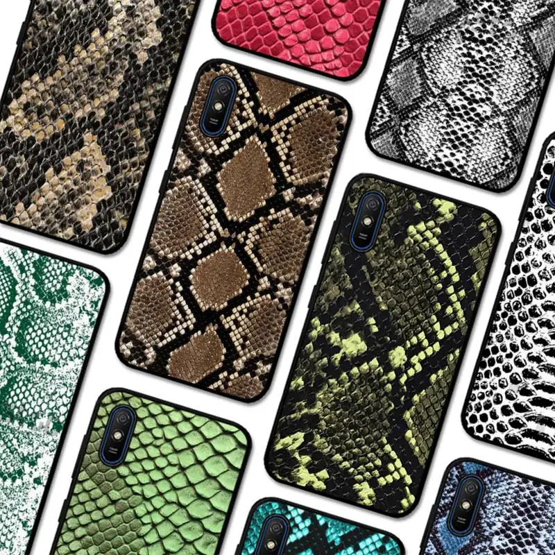 

Snake Skin Phone Case for Redmi 5 6 7 8 9 A 5plus K20 4X S2 GO 6 K30 pro