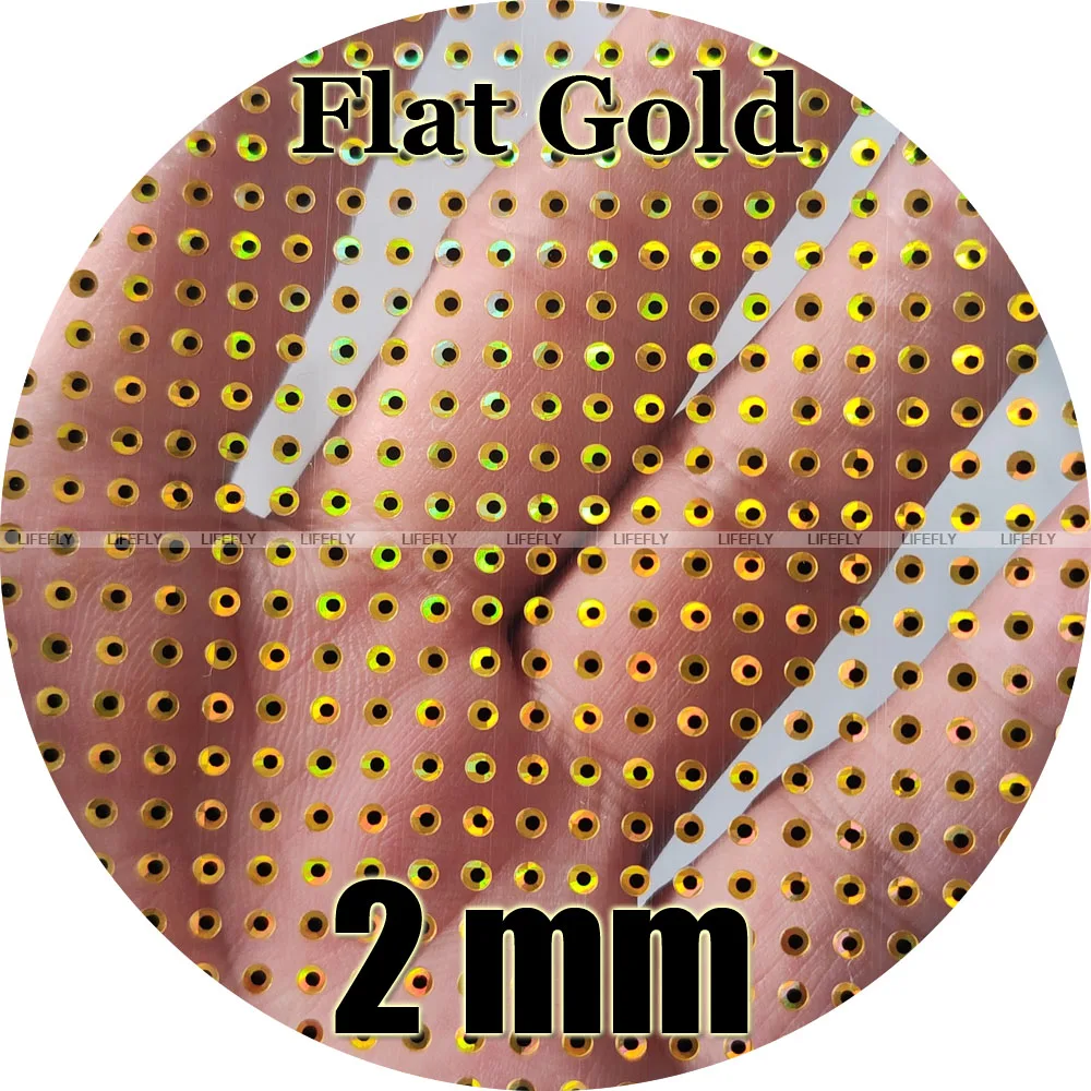 Ojos de Pez holográficos 2D de 2mm dorados/al por mayor, 1400 piezas, atado de moscas, plantilla, fabricación de señuelos