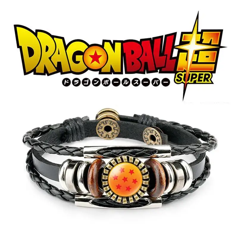 

2022 New Anime Dragon Ball Bracelet Classic Leather Metal Charm Bracelet Buckle Stainless Steel Men Women Unisex Jewelry Gifts