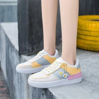 new spring women casual shoes sneakers women pu leather platform shoes low top flats female lace up vulcanize shoes