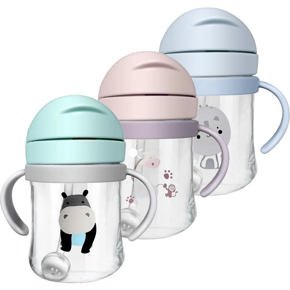 

Baby Bottle Learn Drinking Cup With Graduated Straw Cartoon Kids Anti-choke Infant Water Bottles Resistant Fall Without Leak New