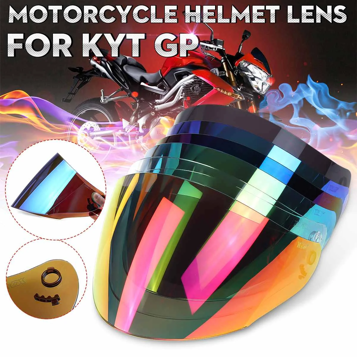 

Motorcycle Full Face Shield Motorcycle Helmet Visor Lens Shield Visor Glasses PC Lens for KYT GP