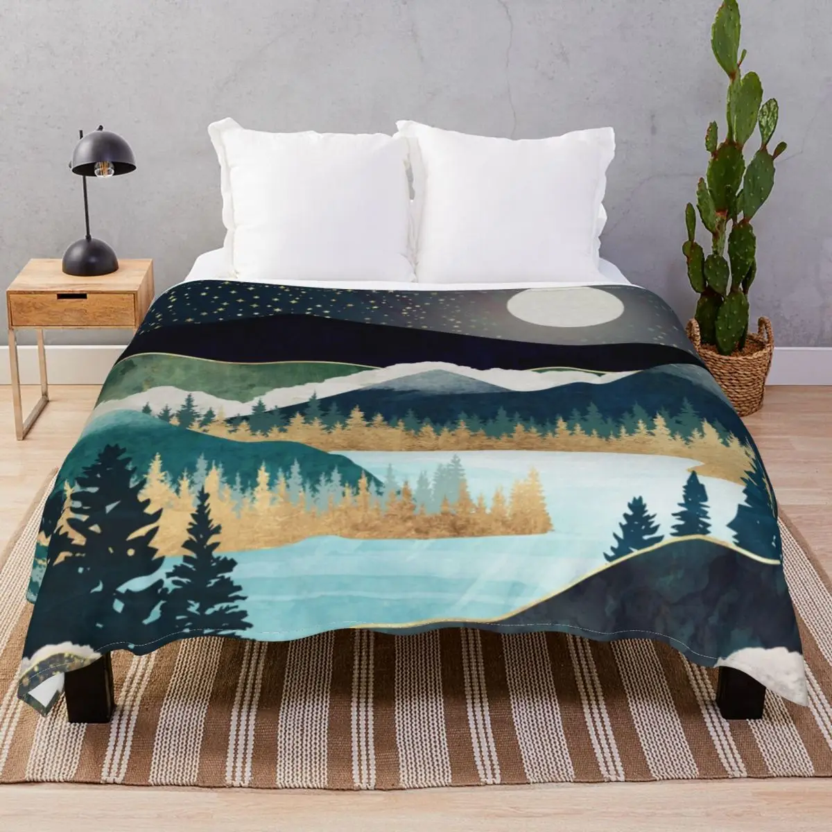 Star Lake Blanket Flannel Summer Breathable Throw Blankets for Bed Home Couch Travel Cinema