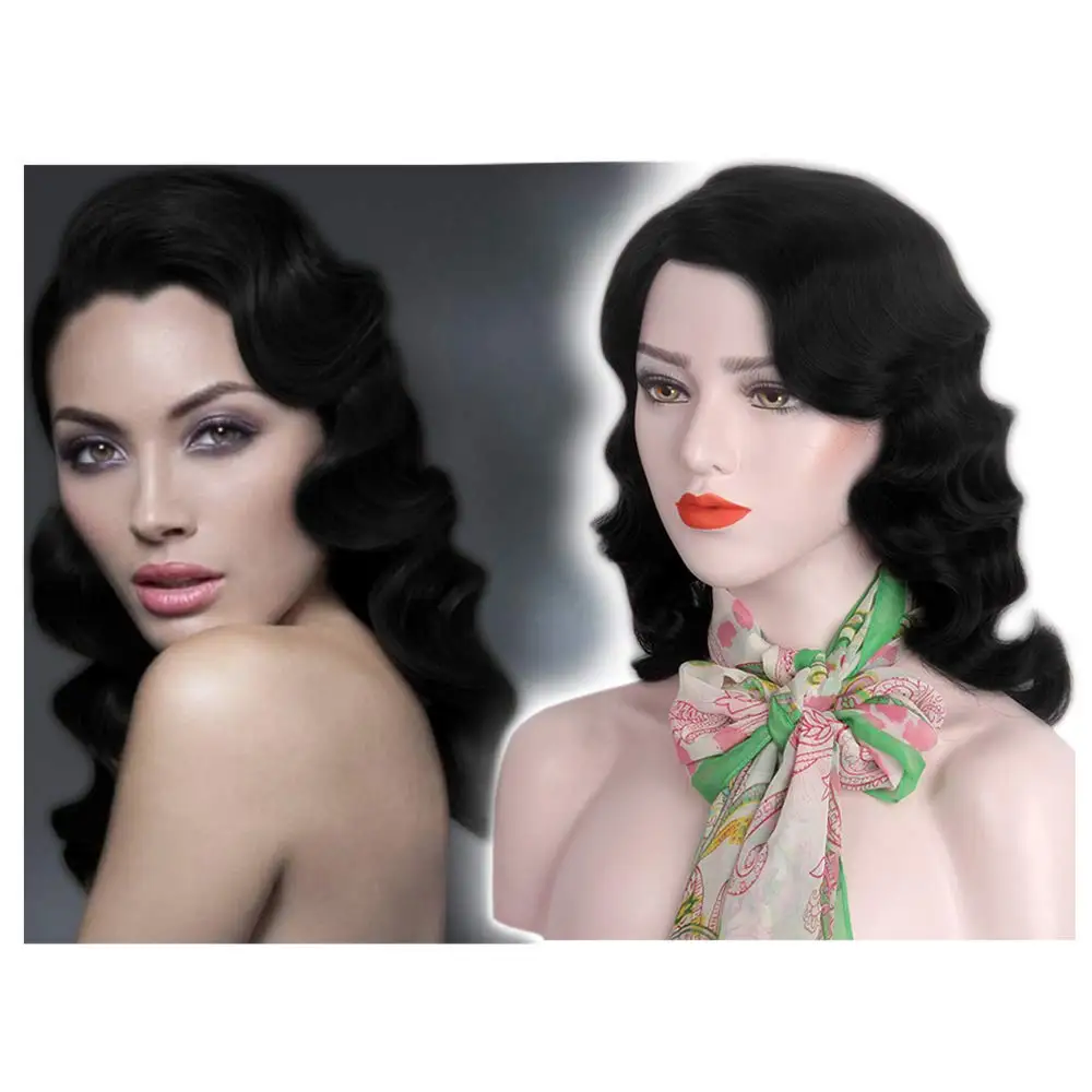 Парики в стиле ретро 1920-х с волнистыми пальцами длинные кудрявые коричневые