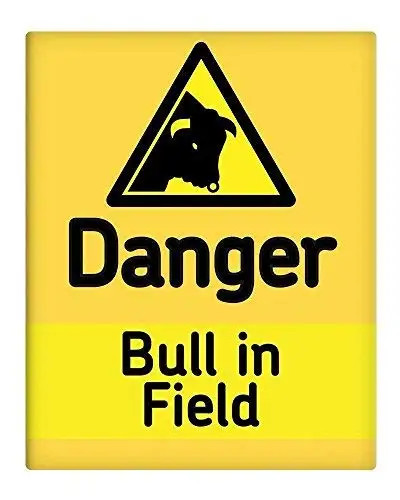 

Опасности Булл в поле 8x12 металлический уличный знак безопасности на рабочем месте 1421002