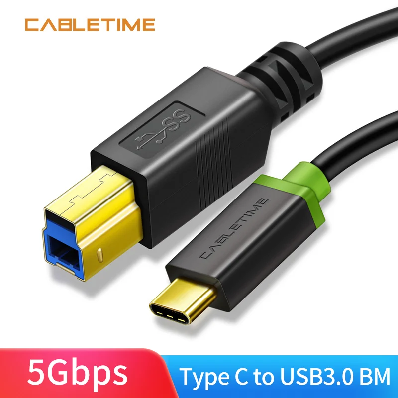 Кабель для принтера CABLETIME Type C-USB 3 0 BM высокоскоростной Удлинительный USB HP N24 5 Гбит/с