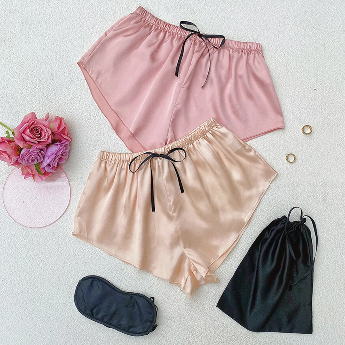 

4 шт., шелковые женские шорты для сна