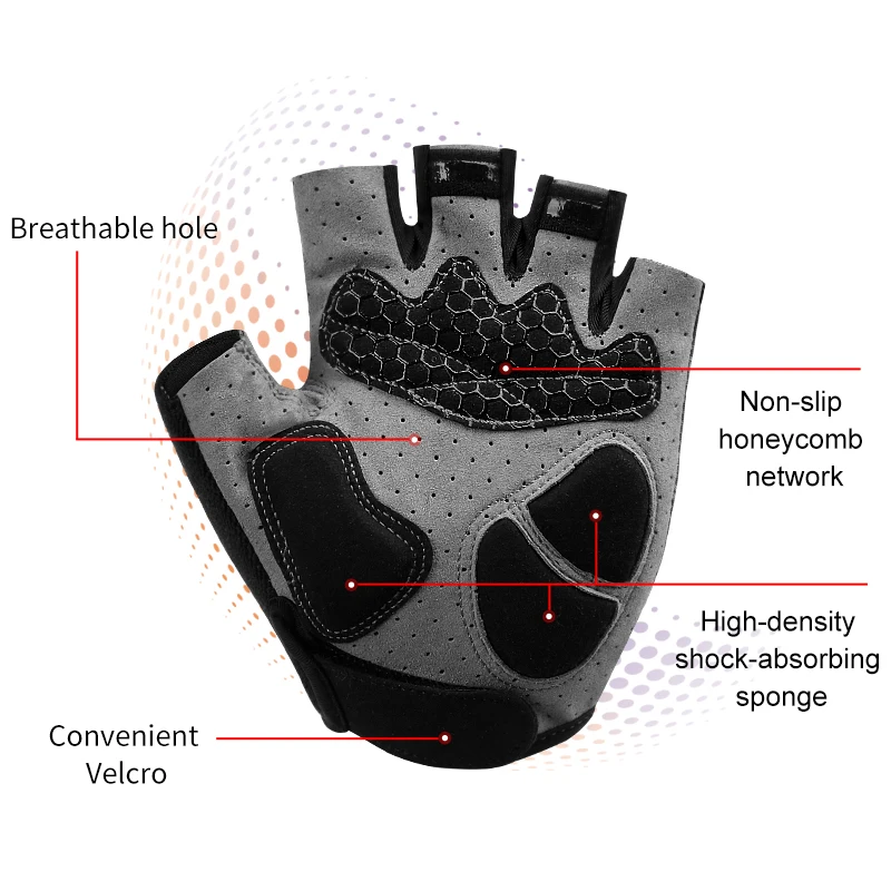 Перчатки велосипедные PHMAX Нескользящие дышащие на полпальца амортизация ударов
