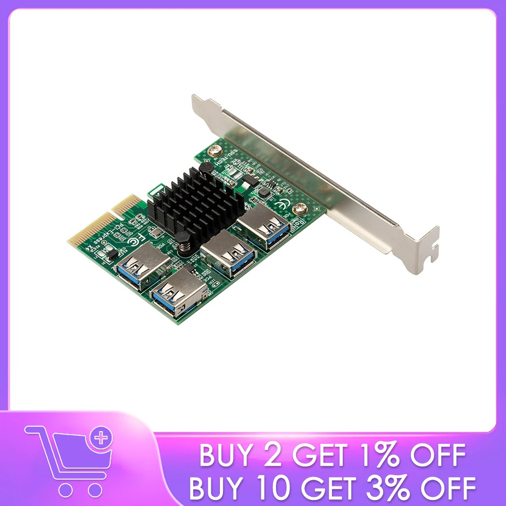 

Новое обновление PCIE от 1 до 4 удлинитель PCI-E до PCI-E адаптер PCI-Express слот от 1x до 4x 16x USB 3,0 Райзер множитель карты конвертер