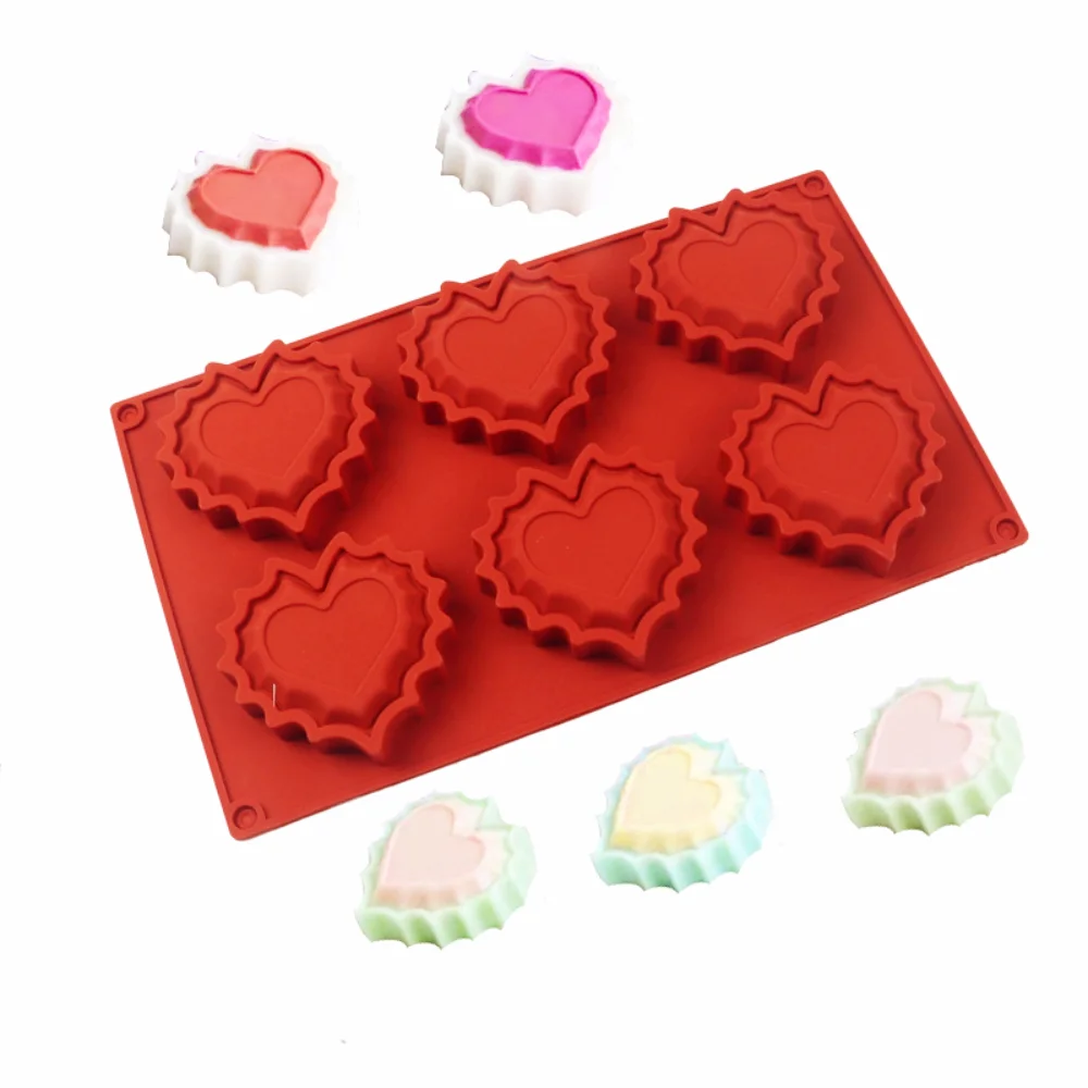 

6-cavity Muffin Cak Mold Heart Shape Mousse Jelly Chocolate Mould Silicone Pastry Molds for Mousse French Dessert Bakeware Tools
