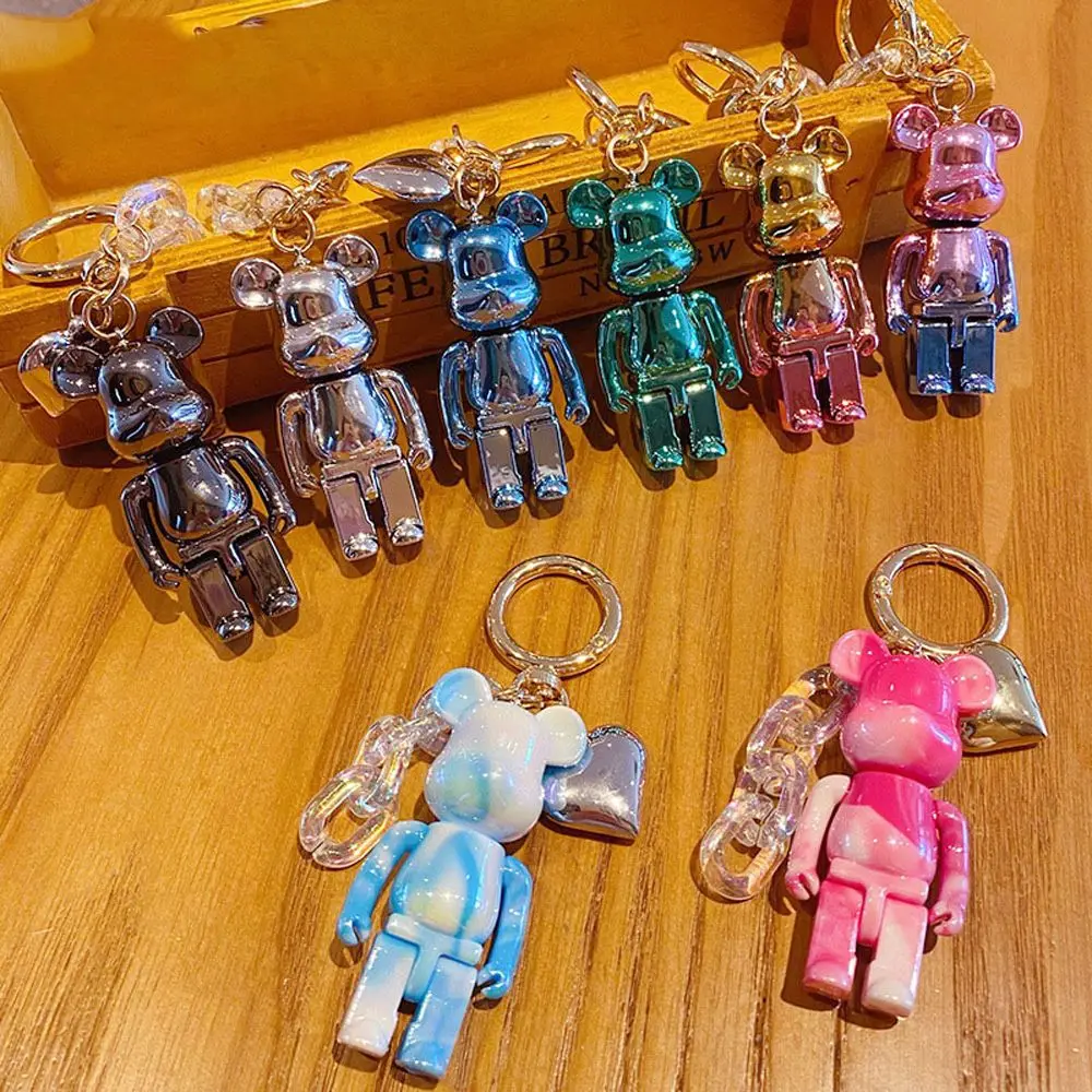 

Colorful Cartoon Violent Bear Keychain Female Charms Kids Gifts Fashion Couple Glitter Bear Bag Pendant Accessories Car Keyring