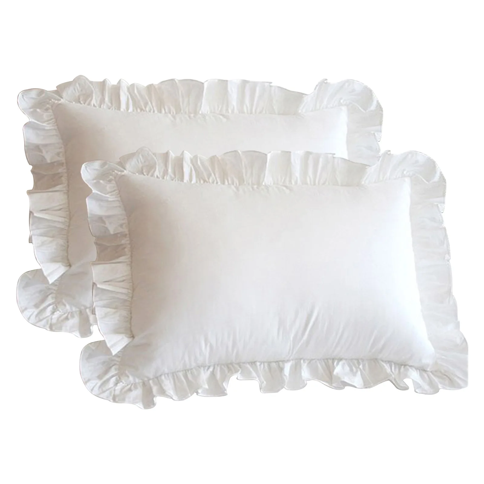 

1pair Soft Modern Cushion Pillow Case Bedroom Home Textiles Comfort Bedding Decor Luxury Plain Sleeping Frilled Cover Hotel