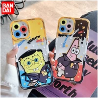 bandai spongebob and patrick star angel eyes couple clear silicon phone case for iphone xr xs max 8 plus 11 12 13 pro max cover